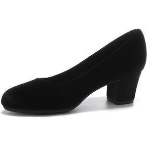 HHTCAL 2 inch Low Block Heel Pumps for Women Round Closed Toe Chunky Heels Comfortable Dress Shoes Office Work Formal
