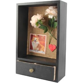 صندوق تظليل عميق للكلاب مقاس 4 بوصات، صندوق عرض ظل تذكاري للحيوانات الأليفة مصنوع من الخشب مقاس 9 × 14 قابل للإزالة، هدايا تذكارية لزينة الكلاب DIY لمحبي الكلاب (اللون الأصلي) in Kuwait