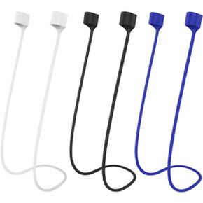 حزام Airpod، حزام رقبة مغناطيسي مضاد لفقدان Airpod لـ Airpods pro/2/3 حزام حامل ملحقات Airpod من السيليكون الناعم للجري واللياقة البدنية والرقص 3 قطع (أبيض/أزرق/أسود)