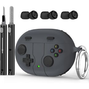 Beats Studio Buds Plus Case Cover, 2021/2023 New Beats Studio Buds, Wireless Earbuds Silicone Case Accessories with Keychain, Dark Grey