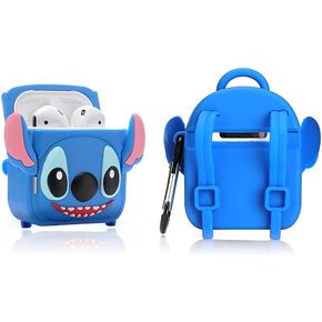 Case for Airpods 1 and Airpods 2, Suublg Silicone Airpod Charging Case Protective Covers with 3D Shoulder Bag Backpack Design, with Keychain
