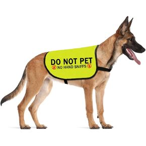 CENWA Do Not Pet No Hand Sniffs Dog Jacket Vest Nervous Anxious Dog Slogan Warning Vest (NO Hand Sniffs L)