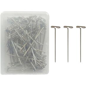 450Pcs T-Pins for Blocking Knitting Stainless Steel Push Pin Kit T Shape Sewing Wig Pins with Storage Box for Crocheting Modelling and Office Wig Making and Crafts