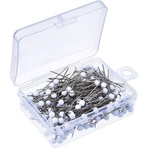 AKOAK 38mm Colored Glass Head Needle Travel Map Push Pin Sewing Fixed Big Head Needle, Pack of 100 (Mixed Color)