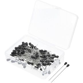 PATIKIL Teardrop Pearl Head Pins, 100 Pcs Corsage Pins 1.8" Sewing Straight Pin for Fabric, Decorative, Jewelry DIY, Sewing, Black