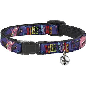Buckle-Down Breakaway Cat Collar - BING BONG Poses/Candy Purples/Multi Color - 1/2" Wide - Fits 8-12" Neck - Medium