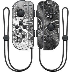 MightySkins Glossy Glitter Skin for Nintendo Joy-Con Controller - Black Flourish | Protective, Durable High-Gloss Glitter Finish | Easy to Apply, Remove, and Change Styles | Made in The USA