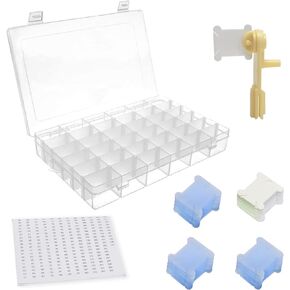 Embroidery Floss Organizer Cross Stitch Thread Organizer-Bobbin Winder 1 Removable 36 Compartments with 150 Floss Bobbins and 2 Pieces Numbered Stickers for Craft DIY Embroidery