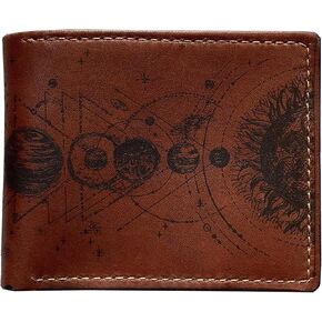 محفظة جلدية ثنائية الطي من Space Cosmos Universe، هدية جلدية للذكرى السنوية، نمط النظام الشمسي، محفظة للاستخدام اليومي in Kuwait