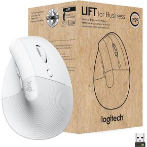 Logitech Lift for Business, Vertical Ergonomic Mouse, Wireless, Bluetooth or Secured Logi Bolt USB, Quiet clicks, Globally Certified, Windows/Mac/Chrome/Linux - Off White