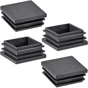 Square Tubing Plug Cap 4 Inch, Plastic Plugs (100mm x 100mm) 4Pcs, Tubing End Cap Chair Glide Insert Finishing Plug, Black