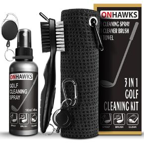 Golf Club Cleaner Kit,with 3-in-1 Club Groove Brush,Water Spray and Towel, Green Cleaning Accessories, Gift for Golf Men and Golfers.