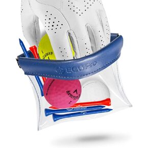 Golf Tees Pouch Bag with Hanger, Clear Transparent Wide Squeeze Top Bag Golf Tee Holder, Store Golf Essential and Valuables -Navy Color