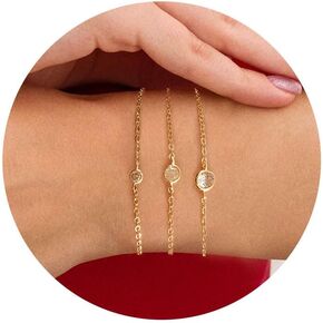 Gold Bracelets for Women,14K Gold Plated Dainty Bracelet Chain Sets Stackable Bracelets for Women Adjustable Bracelet Pack Gifts for Women Girls