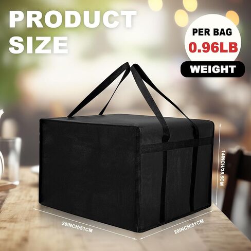 2 Pcs Insulated Pizza Delivery Bag Pizza Warmer Bag Pizza Carrier Reusable Insulated Cooler Bags Insulated Food Delivery Bag for Personal and Professional Use (Black,20 x 20 x 14 Inch) in Saudi Arabia