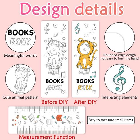 Anseal 60 PCS Color Your Own Bookmarks Bulk, DIY Bookmarks for Kids/Teens, Cute Animal Bookmarks for Reading Lover, 12 Styles Fun & Personalized Bookmark for Students, Classroom Rewards Supplies in Saudi Arabia
