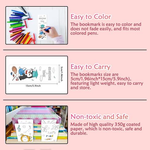 Anseal 60 PCS Color Your Own Bookmarks Bulk, DIY Bookmarks for Kids/Teens, Cute Animal Bookmarks for Reading Lover, 12 Styles Fun & Personalized Bookmark for Students, Classroom Rewards Supplies in Saudi Arabia