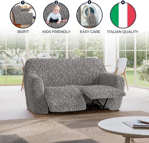 PAULATO BY GA.I.CO. Recliner Cover Stretch Chair Slipcover 1-Piece Cotton Recliner Chair Covers for Kids Protective and Soft Slip Cover Furniture Protector - Fuco Cotton Collection - Cream in Kuwait