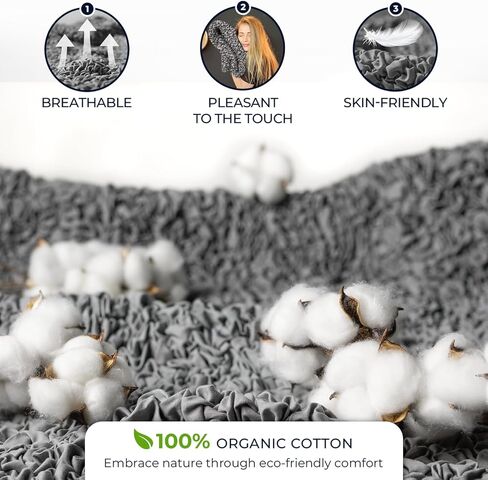 PAULATO BY GA.I.CO. Recliner Cover Stretch Chair Slipcover 1-Piece Cotton Recliner Chair Covers for Kids Protective and Soft Slip Cover Furniture Protector - Fuco Cotton Collection - Cream in Kuwait