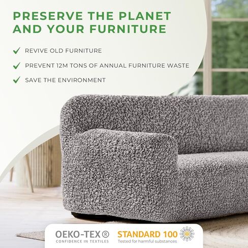 PAULATO BY GA.I.CO. Recliner Cover Stretch Chair Slipcover 1-Piece Cotton Recliner Chair Covers for Kids Protective and Soft Slip Cover Furniture Protector - Fuco Cotton Collection - Cream in Kuwait