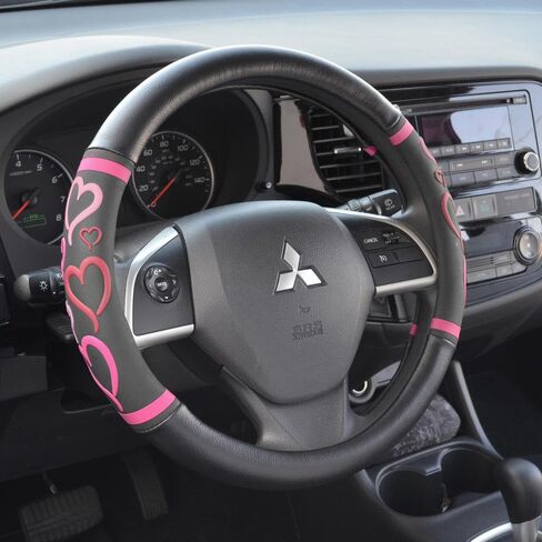 BDK Universal Fit Universal Love Story Steering Wheel Cover - Rubber (Love Story Pink) in Saudi Arabia