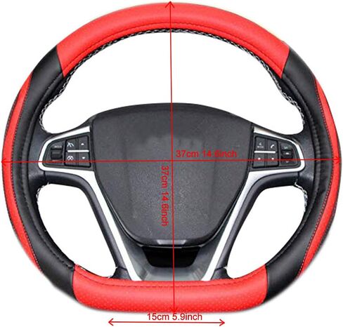 BuilLLin D Cut Steering Wheel Cover - D Shaped Flat Bottom Microfiber Leather Anti-Skid Breathable Fit 14.5"-15" (Blue) in Saudi Arabia