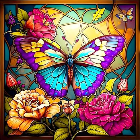 EOBROMD Diamond Art Painting Kits, Flower Butterfly Full Drill Diamond Dots Paintings for Adults Beginners DIY Paint Picture with Diamonds Pictures Gem Art for Home Wall Art Decor 12x12inch in Saudi Arabia
