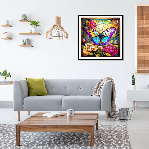 EOBROMD Diamond Art Painting Kits, Flower Butterfly Full Drill Diamond Dots Paintings for Adults Beginners DIY Paint Picture with Diamonds Pictures Gem Art for Home Wall Art Decor 12x12inch in Saudi Arabia