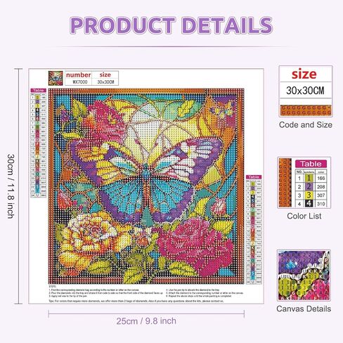 EOBROMD Diamond Art Painting Kits, Flower Butterfly Full Drill Diamond Dots Paintings for Adults Beginners DIY Paint Picture with Diamonds Pictures Gem Art for Home Wall Art Decor 12x12inch in Saudi Arabia