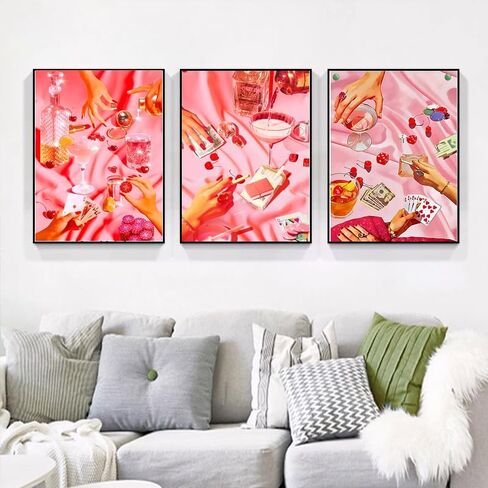 3 Pack Vintage Poker Paint by Number for Adults Beginners,DIY Acrylic Watercolor Oil Painting by Number On Canvas Without Frame,Retro Funny Drinks Paint for Home Wall Decor 15.7x33.4inch in Saudi Arabia
