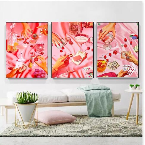 3 Pack Vintage Poker Paint by Number for Adults Beginners,DIY Acrylic Watercolor Oil Painting by Number On Canvas Without Frame,Retro Funny Drinks Paint for Home Wall Decor 15.7x33.4inch in Saudi Arabia