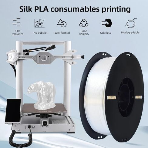 Silk PLA Filament 1.75mm Bundle 4KG,Shiny Silk Grey 3D Printer Filament, 1kg(2.2lbs)/Spool, 4-Spools Pack, Dimensional Accuracy +/- 0.02mm, 3D Printing Filament Fits for Most 3D Printers (Silk Grey*4) in Saudi Arabia