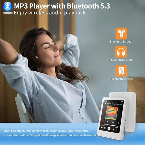 مشغل MP3 RUIZU بسعة 32 جيجابايت مع بلوتوث 5.3، وشاشة تعمل باللمس 2.8 بوصة - مشغل موسيقى محمول مع مكبر صوت، ومسجل صوت، وراديو FM، وتكرار A-B، وتشغيل خلط الصوت والفيديو، والكتاب الإلكتروني، ودعم ما يصل إلى 128 جيجابايت in Kuwait