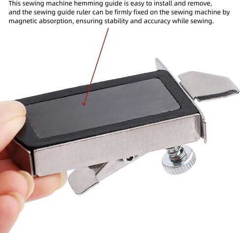 قطعتان من دليل التماس المغناطيسي لآلة الخياطة، مقياس خياطة حاشية سفلية خطية متعددة الوظائف، ملحقات ماكينة خياطة عالمية (فضي) in Kuwait