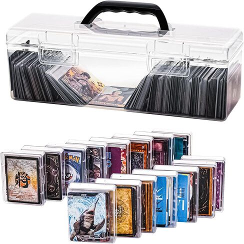 Trading Card Storage Box,With 18 independent Baseball Card Box, the transparent card box can perfectly display your cards, TCG, MTG,playing cards, Magic Commander. in Saudi Arabia