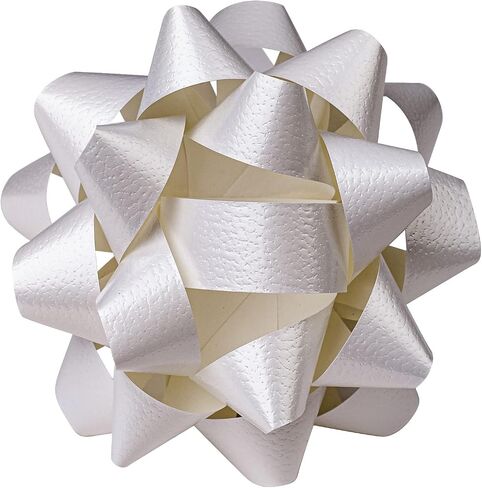 RUSPEPA Paper Gift Bow Assortment - White Pattern for Birthday, Christmas, Holiday, Party, Wedding, Baby Shower - Total 12 Bows, 1 Size in Saudi Arabia