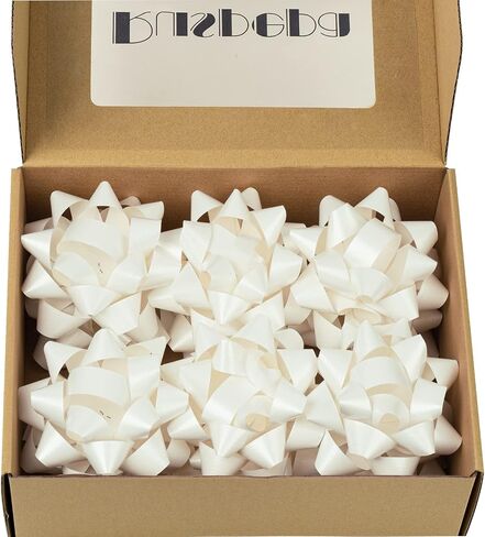 RUSPEPA Paper Gift Bow Assortment - White Pattern for Birthday, Christmas, Holiday, Party, Wedding, Baby Shower - Total 12 Bows, 1 Size in Saudi Arabia