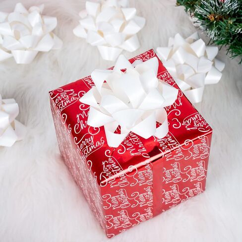 RUSPEPA Paper Gift Bow Assortment - White Pattern for Birthday, Christmas, Holiday, Party, Wedding, Baby Shower - Total 12 Bows, 1 Size in Saudi Arabia