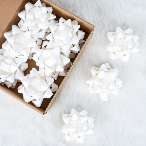 RUSPEPA Paper Gift Bow Assortment - White Pattern for Birthday, Christmas, Holiday, Party, Wedding, Baby Shower - Total 12 Bows, 1 Size in Saudi Arabia