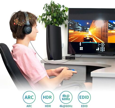 HDMI Audio Extractor with ARC, 4K 60Hz HDMI Video Converter with SPDIF & 3.5MM Output, Optical Audio Extractor Supports HDMI 2.0, 18Gpbs, HDCP 2.2, Dolby Digital/DTS Passthrough CEC, HDR10 in Saudi Arabia