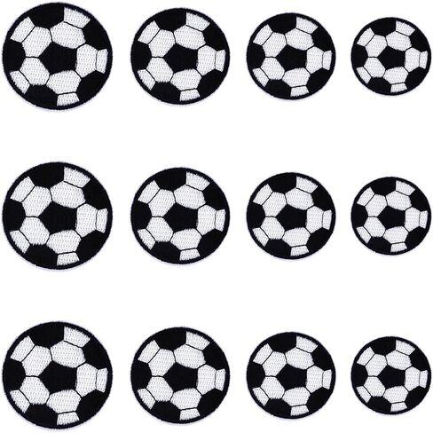 JKJF 12 قطعة من رقع كرة القدم المطرزة كرة القدم حديد على رقع كرة القدم مخيطة على شارة مزخرفة للملابس وحقيبة الظهر والأحذية وسترة الجينز وقبعة - 4 مقاسات in Kuwait