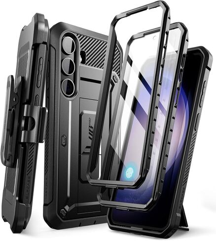 حافظة SUPCASE لهاتف Samsung Galaxy S24 Plus مع حامل [إطاران أماميان] [واقي شاشة مدمج ومشبك حزام] [حماية من الدرجة العسكرية] حافظة هاتف متينة شديدة التحمل لهاتف Galaxy S24 Plus، أسود in Kuwait