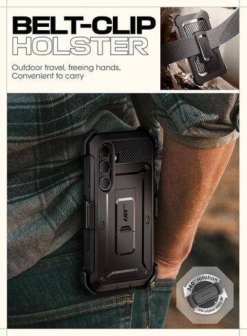 حافظة SUPCASE لهاتف Samsung Galaxy S24 Plus مع حامل [إطاران أماميان] [واقي شاشة مدمج ومشبك حزام] [حماية من الدرجة العسكرية] حافظة هاتف متينة شديدة التحمل لهاتف Galaxy S24 Plus، أسود in Kuwait