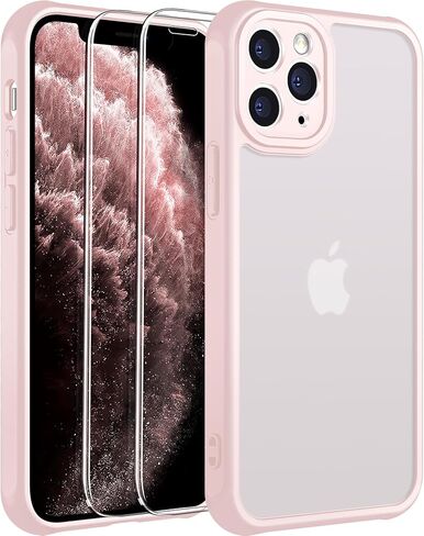 [جراب 3 في 1 لهاتف iPhone 11 Pro Max، [مضاد للأصفر] [حماية من الدرجة العسكرية] [مع قطعتين واقي شاشة] جراب هاتف واقٍ غير لامع لكامل الجسم. (أسود) in Saudi Arabia