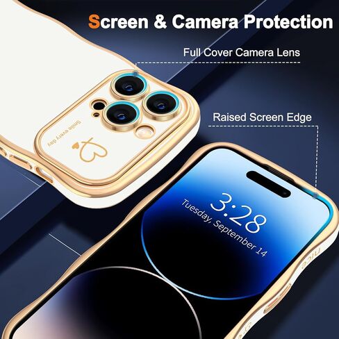 حافظة هاتف Hython لهاتف iPhone 14، حافظة هاتف على شكل إطار مموج لطيف، رقيقة ونحيفة فاخرة بحافة متموجة، غطاء حماية مطاطي مقاوم للصدمات من مادة TPU الناعمة للنساء والفتيات، قلب أرجواني داكن in Kuwait