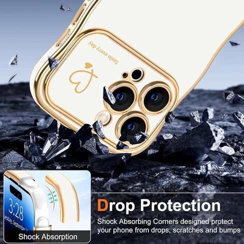 حافظة هاتف Hython لهاتف iPhone 14، حافظة هاتف على شكل إطار مموج لطيف، رقيقة ونحيفة فاخرة بحافة متموجة، غطاء حماية مطاطي مقاوم للصدمات من مادة TPU الناعمة للنساء والفتيات، قلب أرجواني داكن in Kuwait