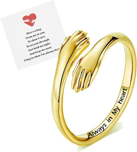 RINHOO Hug Rings for Women Girls 18K Gold Plated Gold Silver Adjustable Ring for Mother Daughter Hand Ring for Birthday Gifts Holiday Gift in Kuwait