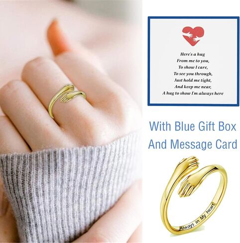 RINHOO Hug Rings for Women Girls 18K Gold Plated Gold Silver Adjustable Ring for Mother Daughter Hand Ring for Birthday Gifts Holiday Gift in Kuwait