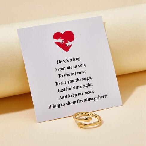 RINHOO Hug Rings for Women Girls 18K Gold Plated Gold Silver Adjustable Ring for Mother Daughter Hand Ring for Birthday Gifts Holiday Gift in Kuwait