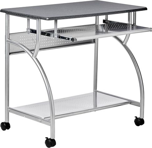 Safco Products 947ANT Mobile Rolling Workstation - Anthricite Metallic Gray, Heavy-Duty Steel Frame, Take Anywhere Caster Wheels, Computer Desk with Keyboard Tray, Portable Home Office Desk, Gray in Saudi Arabia
